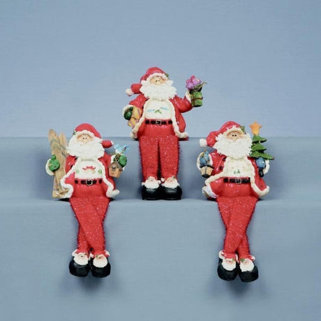 Premier 20cm Sparkle Snow Dangly Legs Santa Ornament (Choice of 3)