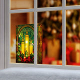 Premier 21cm Battery Operated Lit Candles and Holly Stained Glass