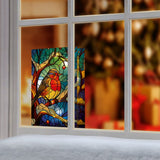 Premier 21cm Battery Operated Lit Robin on Branch Stained Glass