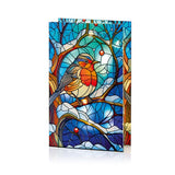 Premier 21cm Battery Operated Lit Robin on Branch Stained Glass