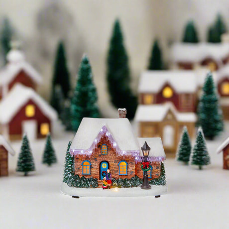 Premier 27cm Christmas Village Old Brick House Scene - Battery Operated
