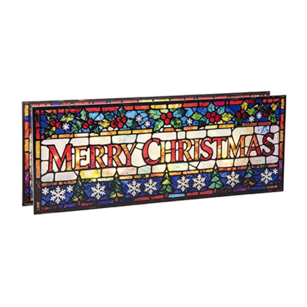 Premier 40cm Battery Operated Merry Christmas Stained Glass