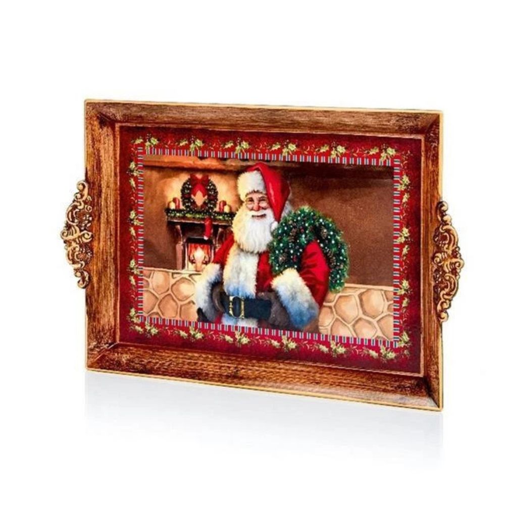 Premier 39cm Red Santa with Wreath Tray