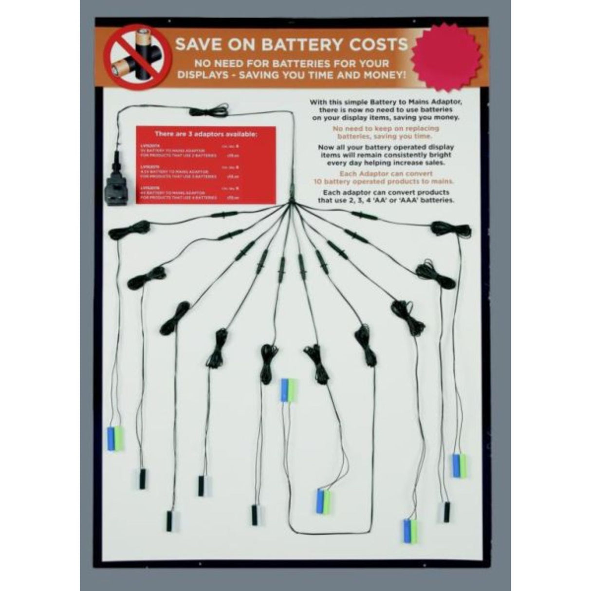 Premier 4.5V Mains Adaptor to Battery (x10)