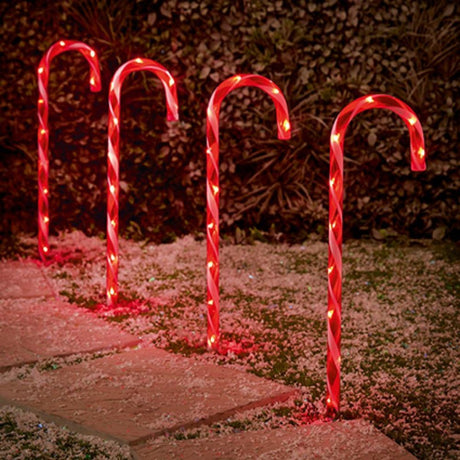 Premier 62cm Battery Operated Candy Cane Path Light - Set of 4