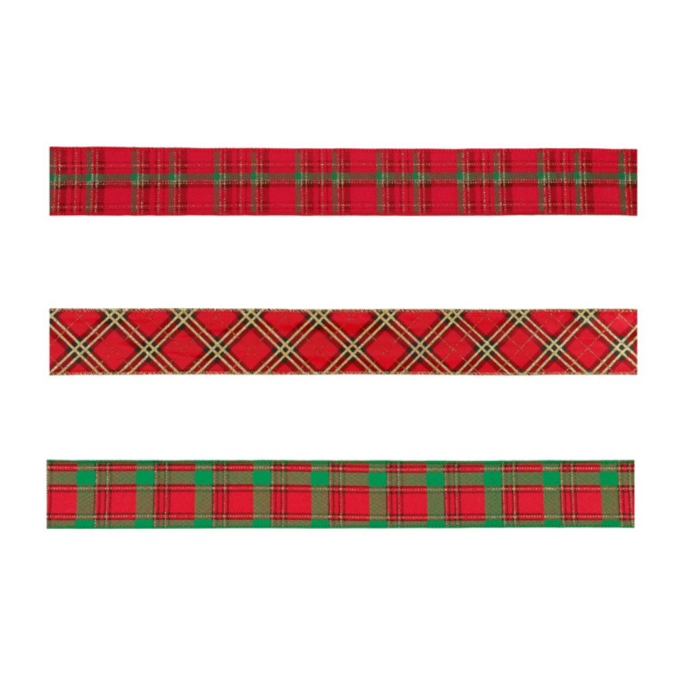 Premier 5m Red Plaid Ribbon (Choice of 3)