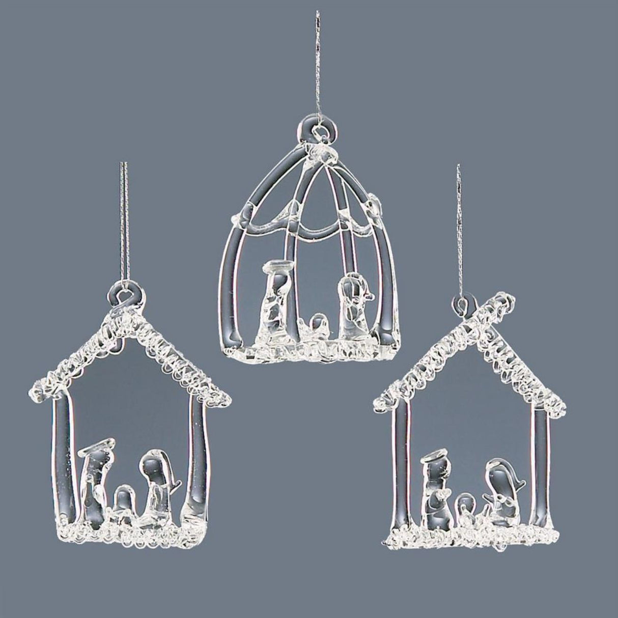 Premier 6cm Glass Nativity Christmas Tree Decoration (Set of 3)