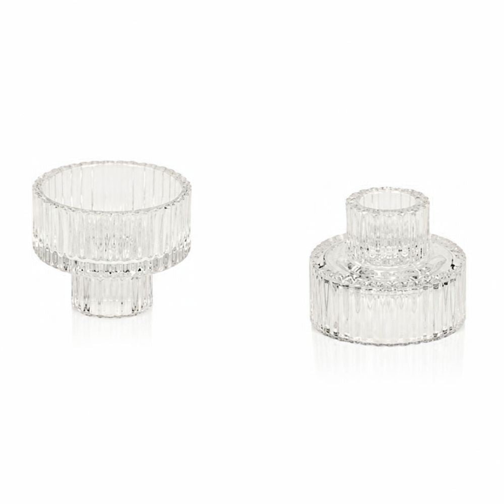 Premier 7cm Clear Glass Candle Holder - Taper and Tealight