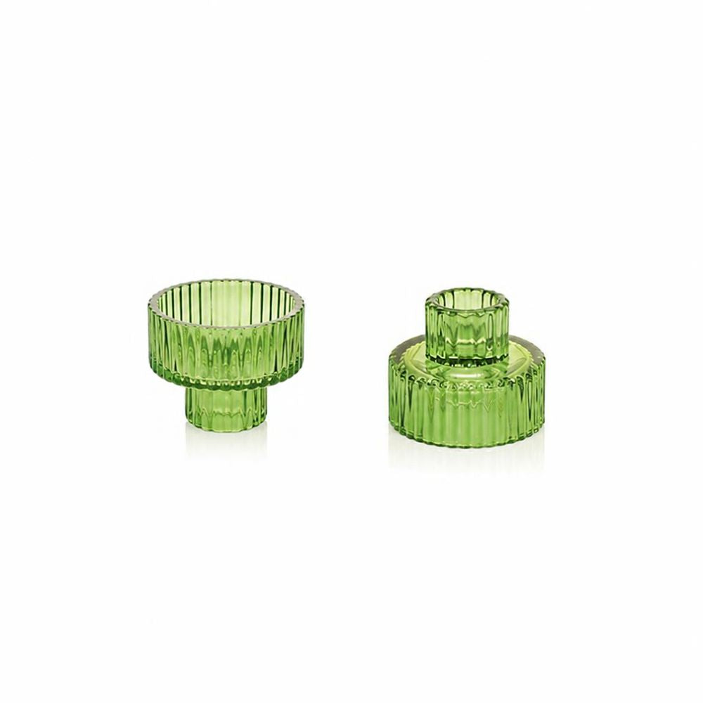Premier 7cm Green Glass Candle Holder - Taper and Tealight