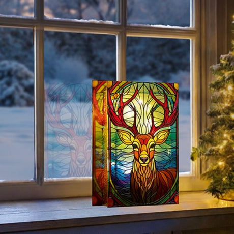 Premier Decorations 21cm Stag Stained Glass Table Decoration - LB251365