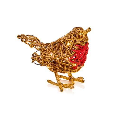 Premier Decorations 30cm LED Lit Robin Ornament - Warm White - LB261032