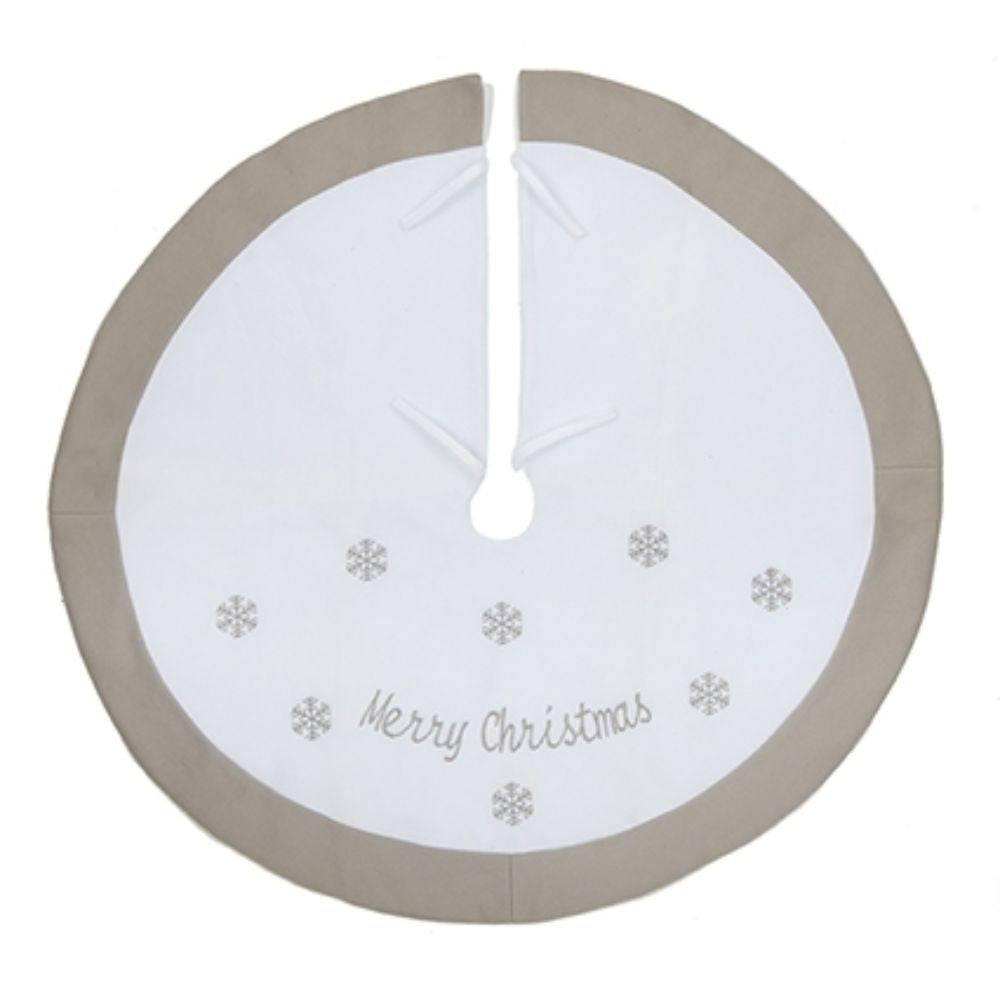 Premier Decorations 90cm White & Grey 'Merry Christmas' Tree Skirt