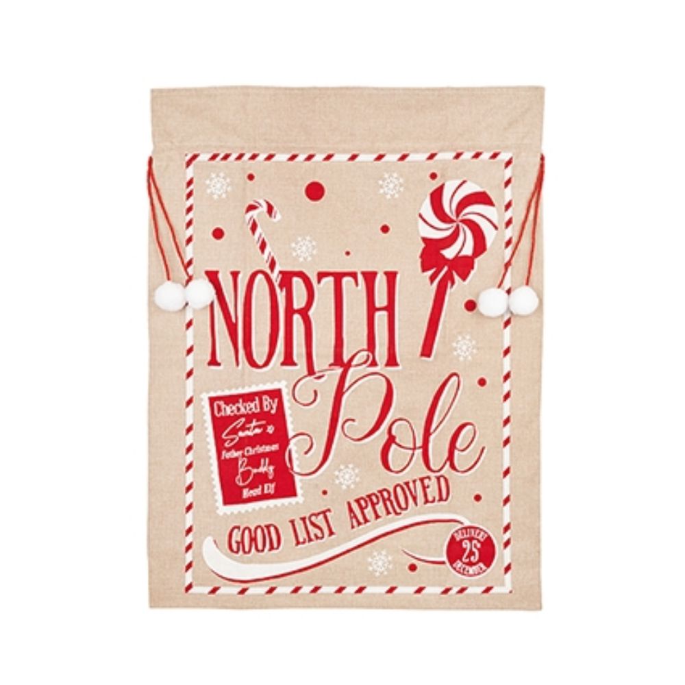 Premier Decorations 60x80cm 'North Pole' Hessian Sack