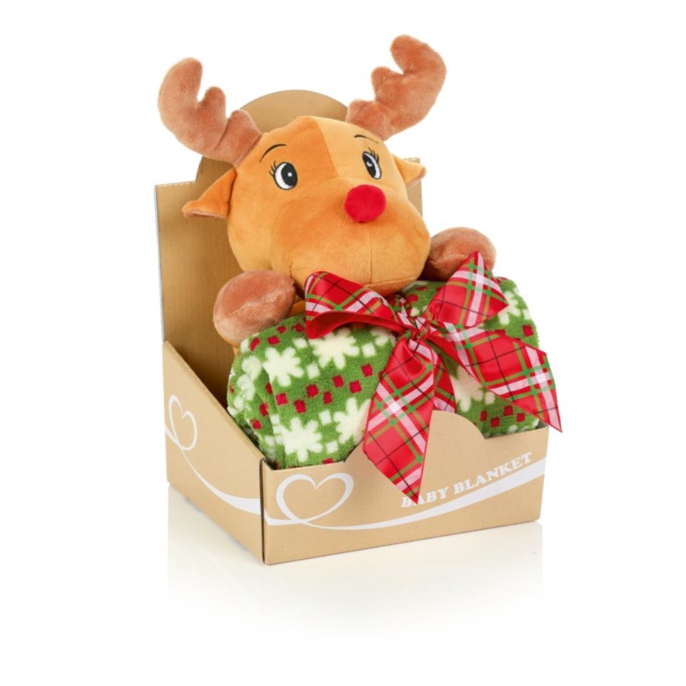 Premier Reindeer Plush Toy With Blanket In gift Box