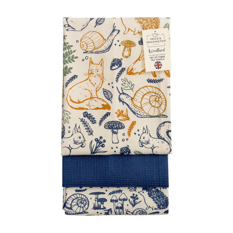 Price & Kensington Woodland Design Tea Towels - (Set of 3)