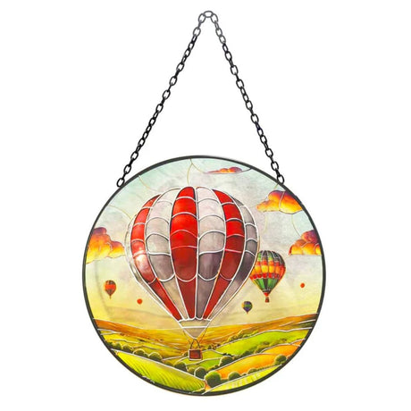 Primus Stained Glass Hanging Hot Air Balloon Suncatcher - Old Railway Line Garden Centre