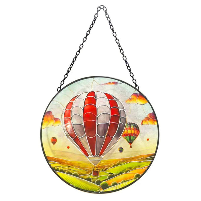 Primus Stained Glass Hanging Hot Air Balloon Suncatcher - Old Railway Line Garden Centre