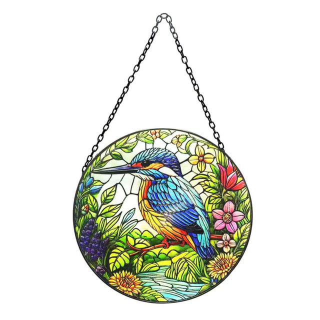 Primus Stained Glass Hanging Kingfisher Suncatcher - Old Railway Line Garden Centre