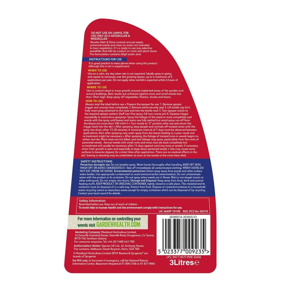 Resolva 3L Path & Drive Weedkiller - Old Railway Line Garden Centre