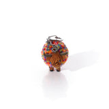 Richard Lang 4cm Highland Cow Rainbow Pom Pom Wooden Keyring