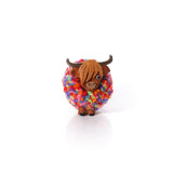 Richard Lang 6cm Highland Cow Rainbow Pom Pom Wooden Ornament