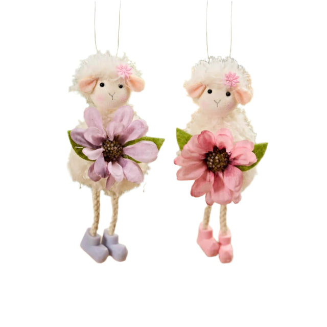 Richard - Lang - Floral - Sheep - with - Dangling - Legs - Ornament - (choice - of - 2) - Old Railway Line Garden Centre