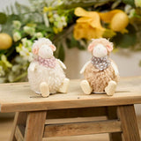 Richard Lang Sitting Sheep with Floral Scarf Ornament - Old Railway Line Garden Centre