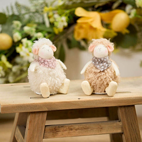Richard Lang Sitting Sheep with Floral Scarf Ornament - Old Railway Line Garden Centre