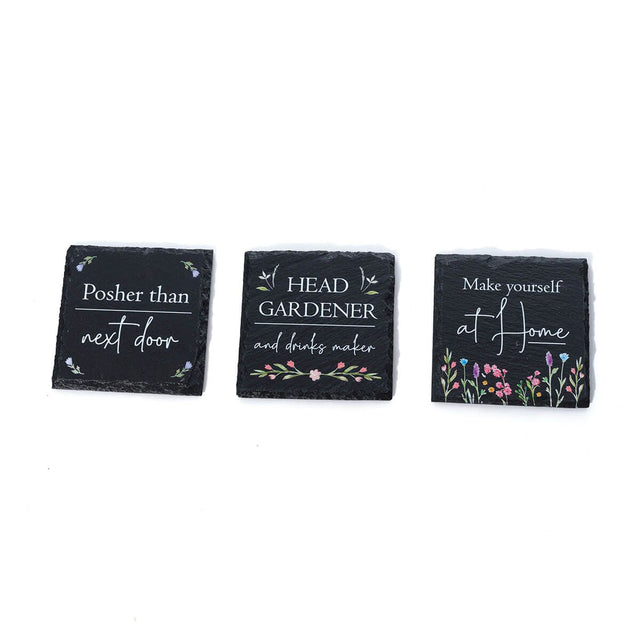 Richard Langs 10cm Cottage Garden Slate Coaster (Choice of 3) - Old Railway Line Garden Centre