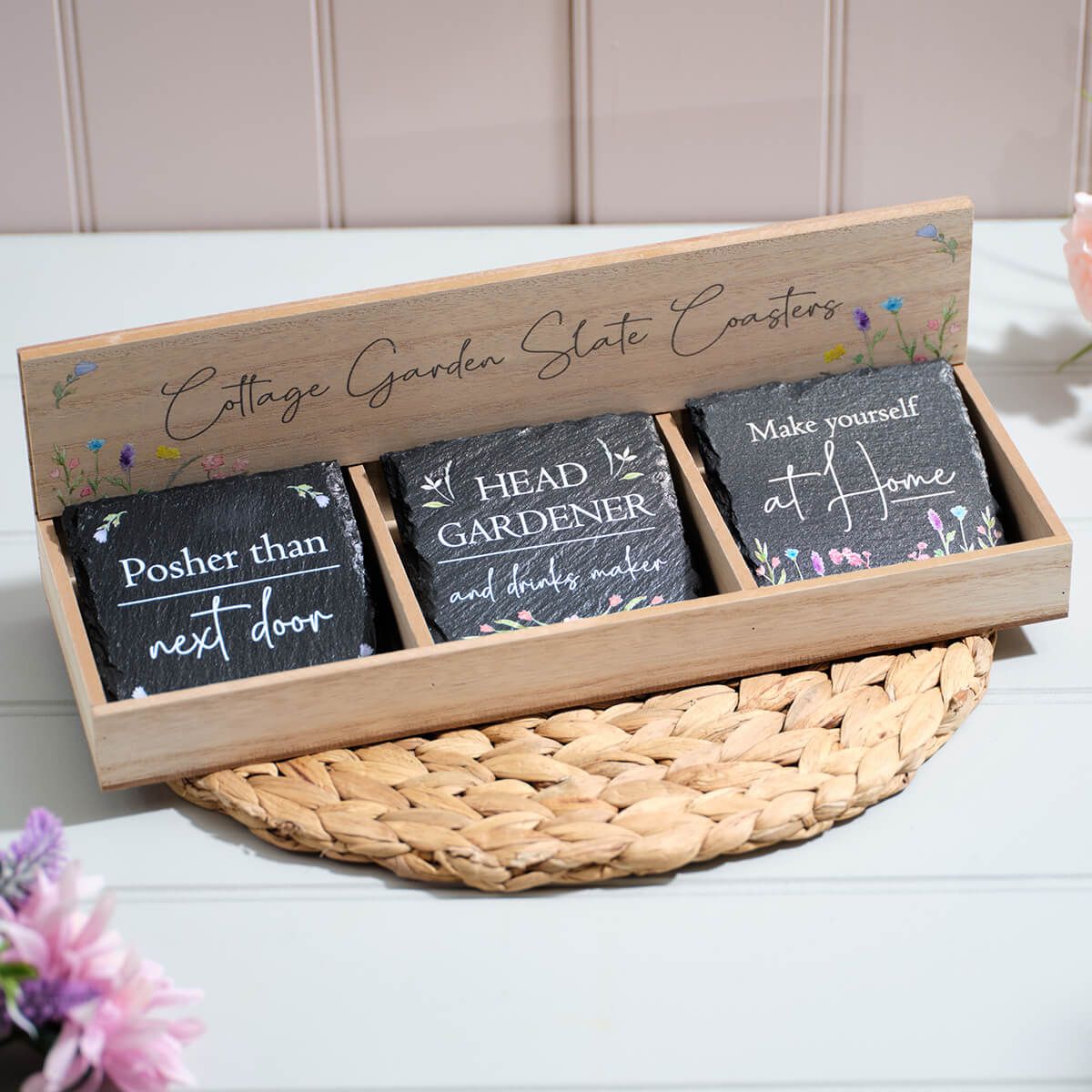 Richard Langs 10cm Cottage Garden Slate Coaster (Choice of 3)