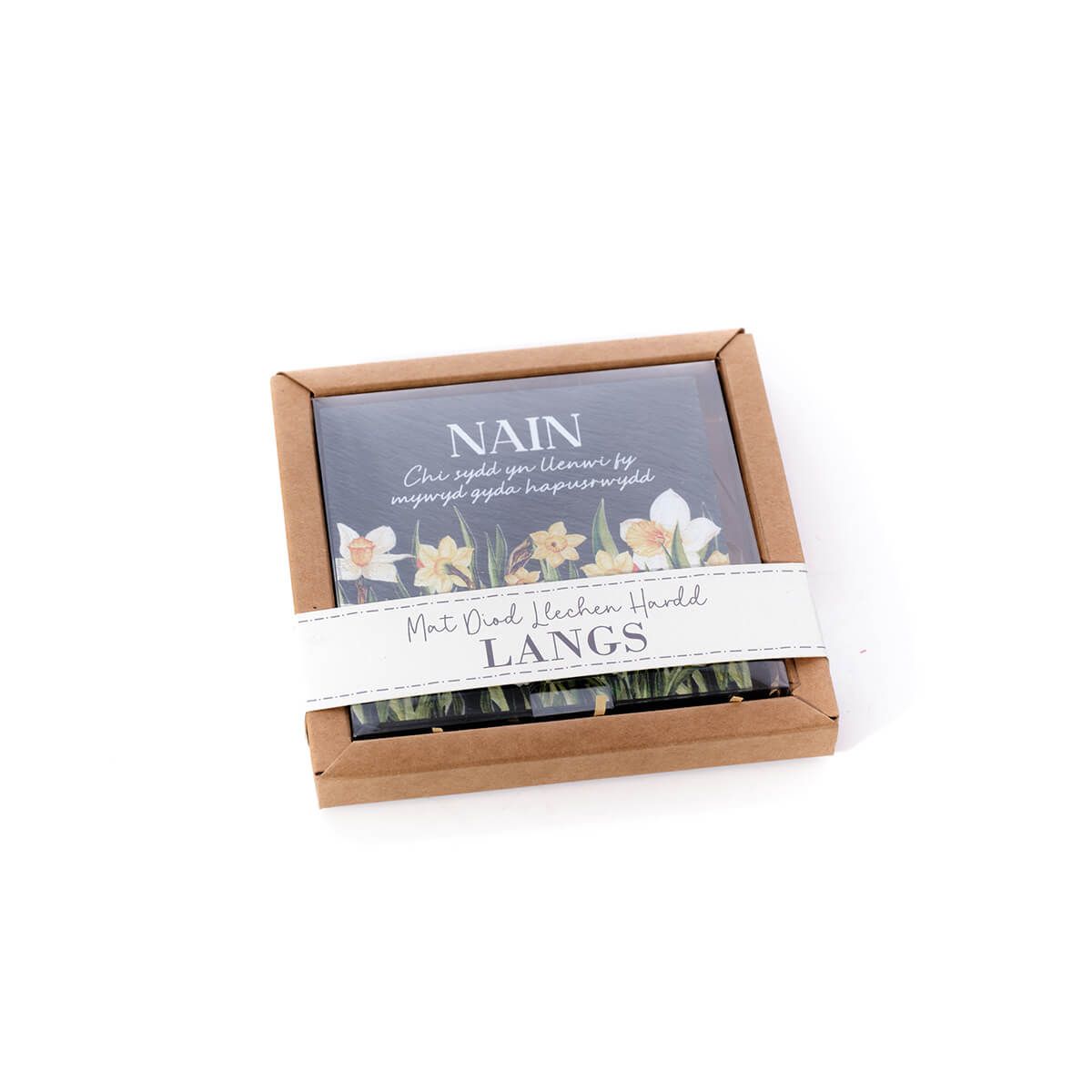 Richard Langs 10cm Welsh Daffodil 'Nain' Slate Coaster with Gift Box