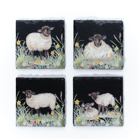 Richard Langs 10cm Welsh Sheep Slate Coaster (Choice of 4) - Old Railway Line Garden Centre