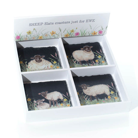 Richard Langs 10cm Welsh Sheep Slate Coaster (Choice of 4) - Old Railway Line Garden Centre