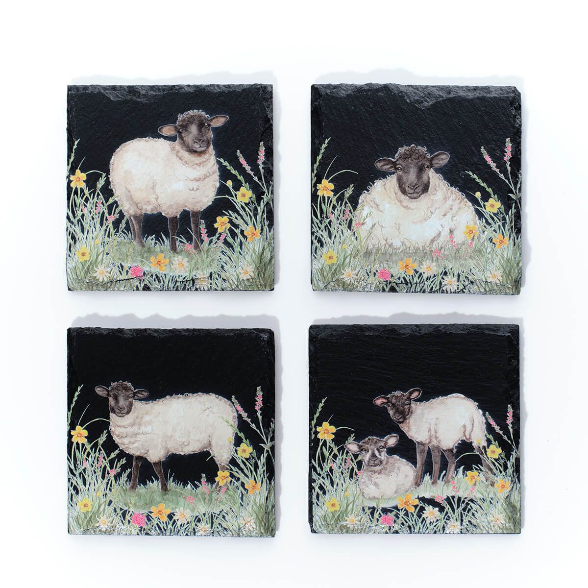 Richard Langs 10cm Welsh Sheep Slate Coaster (Choice of 4)