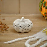 Richard Langs 10cm White Ceramic LED Harvest Pumpkin Ornament