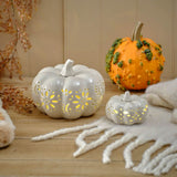 Richard Langs 18.5cm White Ceramic LED Harvest Pumpkin Ornament