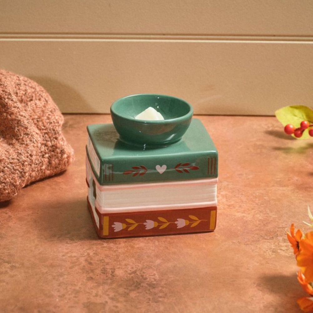 Richard Langs 11cm Cosy Chapter Book Stack Stoneware Wax Melt Burner