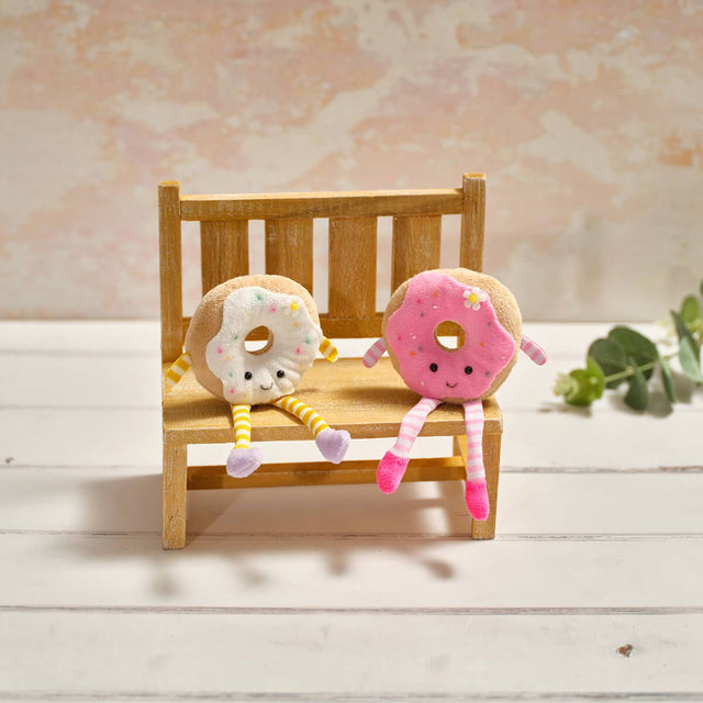 Richard Langs 14cm Bunny Hops Donut Shelf Sitter Soft Plush Toy - Old Railway Line Garden Centre