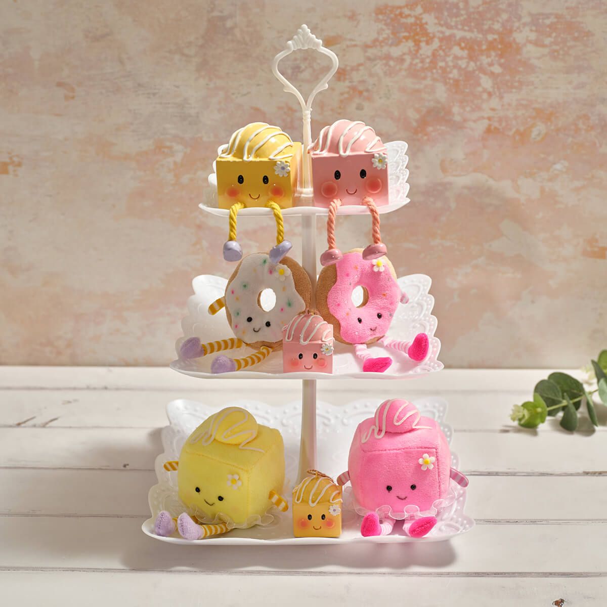Richard Langs 14cm Bunny Hops Donut Shelf Sitter Soft Plush Toy - Old Railway Line Garden Centre