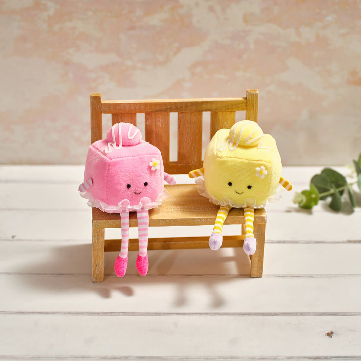 Richard Langs 15cm Bunny Hops Fondant Fancy Shelf Sitter Soft Plush Toy (Choice of 2) - Old Railway Line Garden Centre