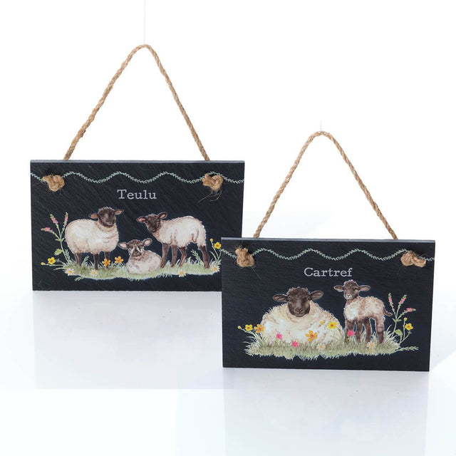 Richard Langs 15cm Welsh Sheep Slate Plaque (Choice of 2) - Old Railway Line Garden Centre