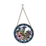 Richard Lang 16cm Garden Birds Blue Tit & Thrush Glass Hanging Suncatcher
