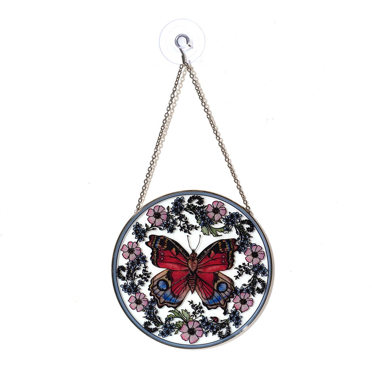 Richard Lang 16cm Garden Birds Butterfly Glass Hanging Suncatcher