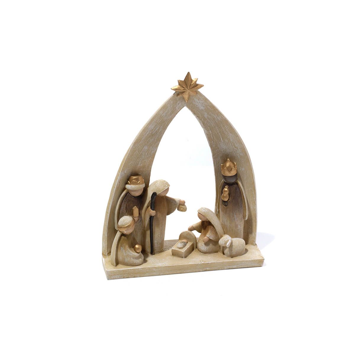 Richard Langs 22cm Wooden Nativity Ornament - Gold/Beige - 7CH900