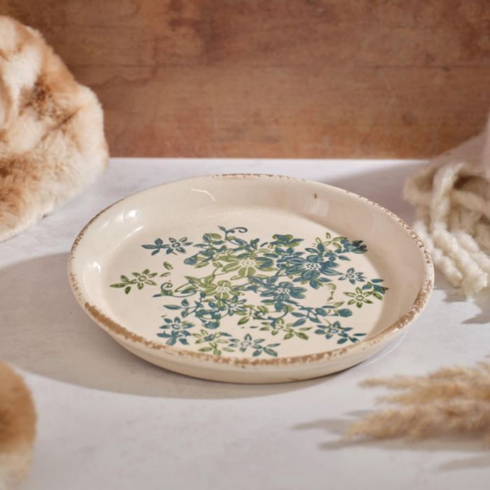 Richard Langs 23cm Green Vintage Floral Stoneware Tray