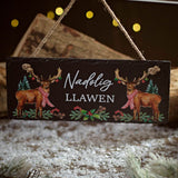 Richard Langs Christmas 24cm Nadolig Llawen Festive Stag Slate Plaque