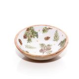 Richard Langs 25cm Evergreen Fir & Pinecone Bowl - Mango Wood & Enamel