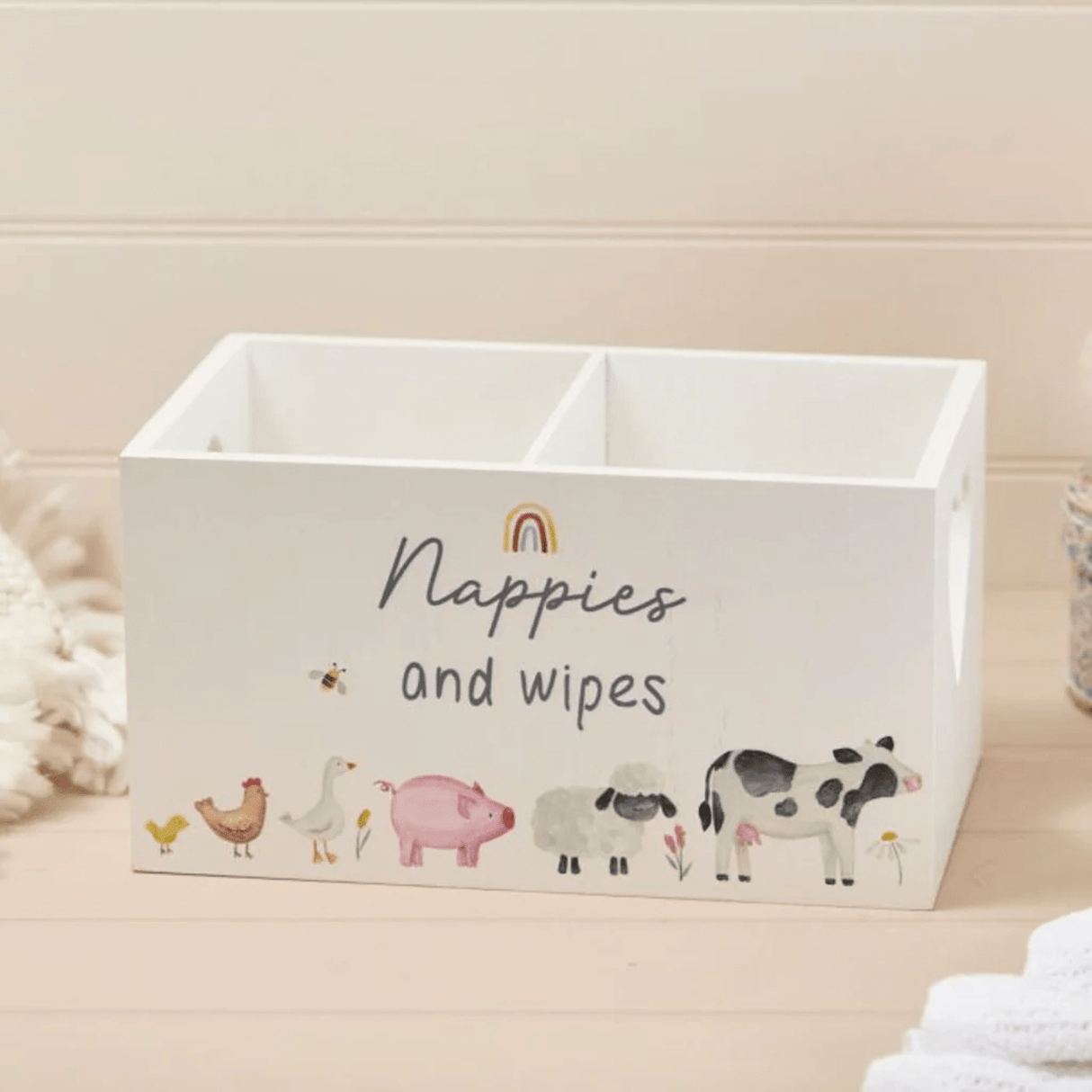 Richard Langs 30cm Nappies and Wipes Wood Crate - Old Railway Line Garden Centre