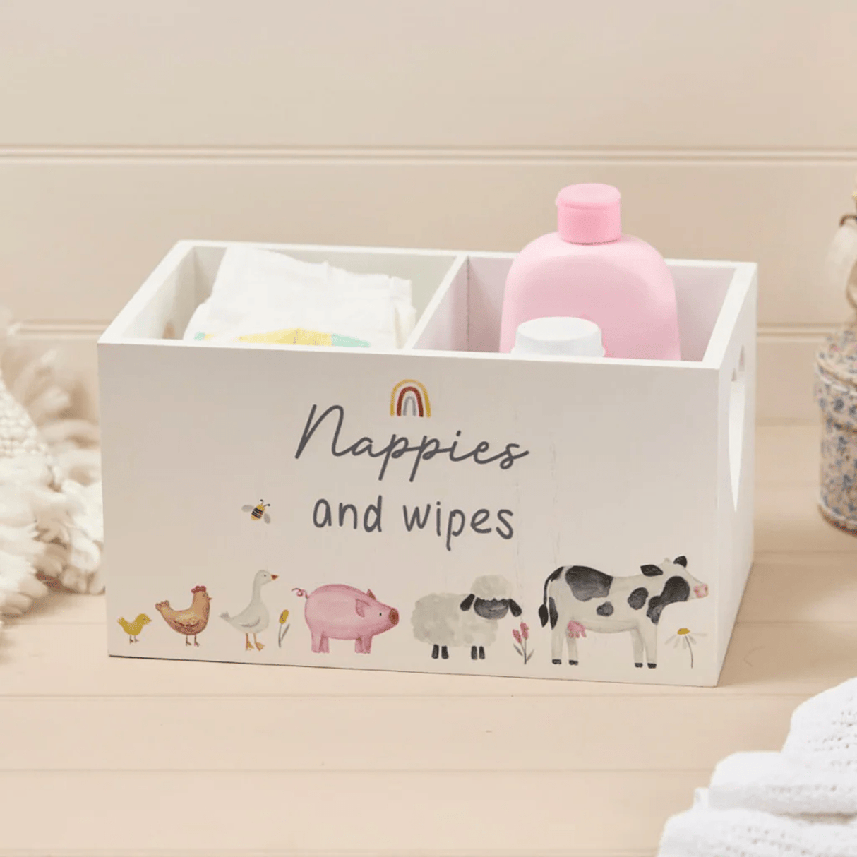 Richard Langs 30cm Nappies and Wipes Wood Crate - Old Railway Line Garden Centre