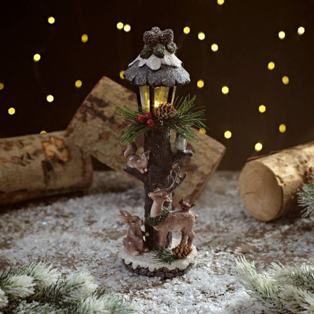 Richard Langs 30cm Resin LED Lampost with Animals Ornament